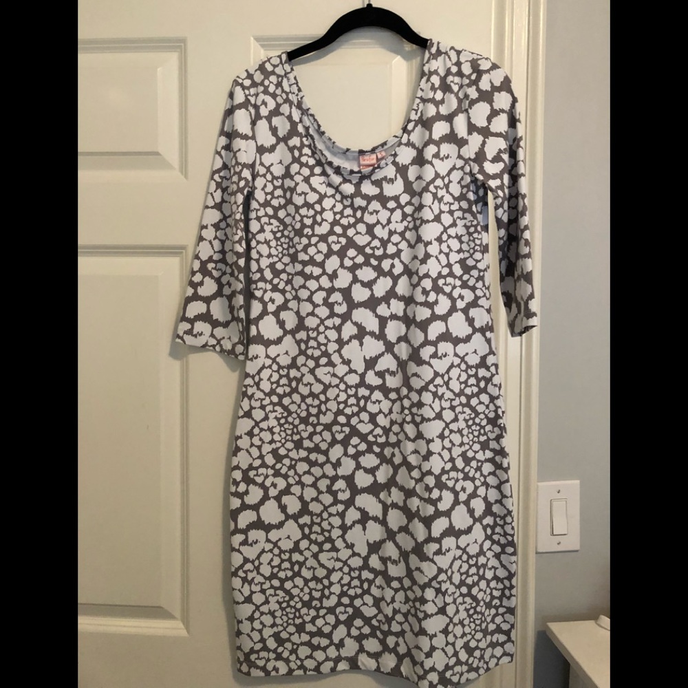 Grey and white animal print dress